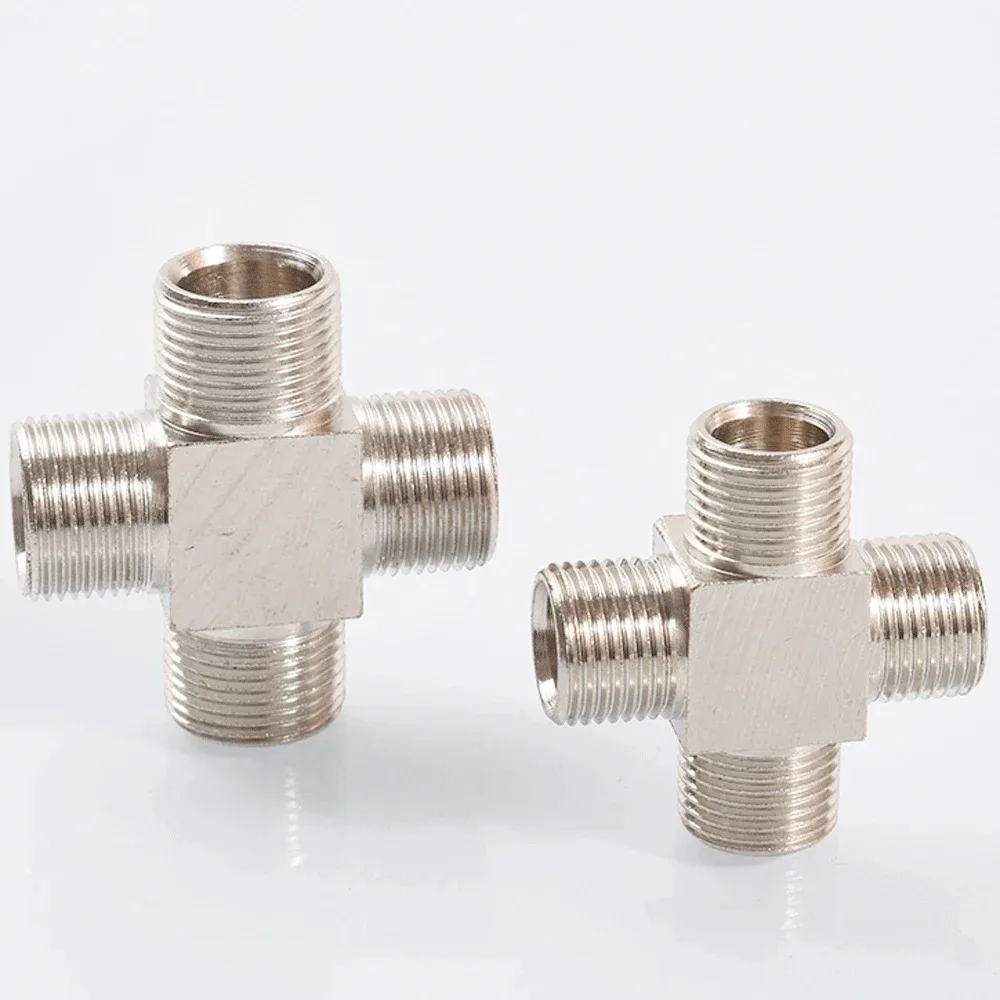 M8 M10 M12 M14 M16 Pitch 1mm Metric Male Corss 4 Ways Nickel Plated Brass Pipe Fitting Connector Coupler Water Gas Oil