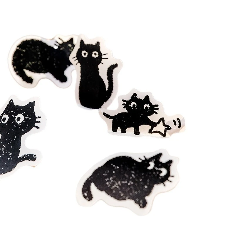 1box/45pcs Lazy Black Cat Stickers Cute Kitten Prints for Journal Kaka Card DIY Crafts view 6