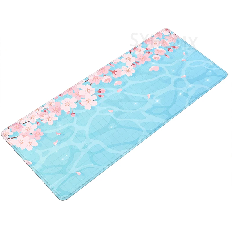 Purple Blossom Deskmat Cute Pastel Purple Lilac Lavender Cherry Sakura Flowers Japanese Desk Mat Cute kawaii Mousepad 900x400