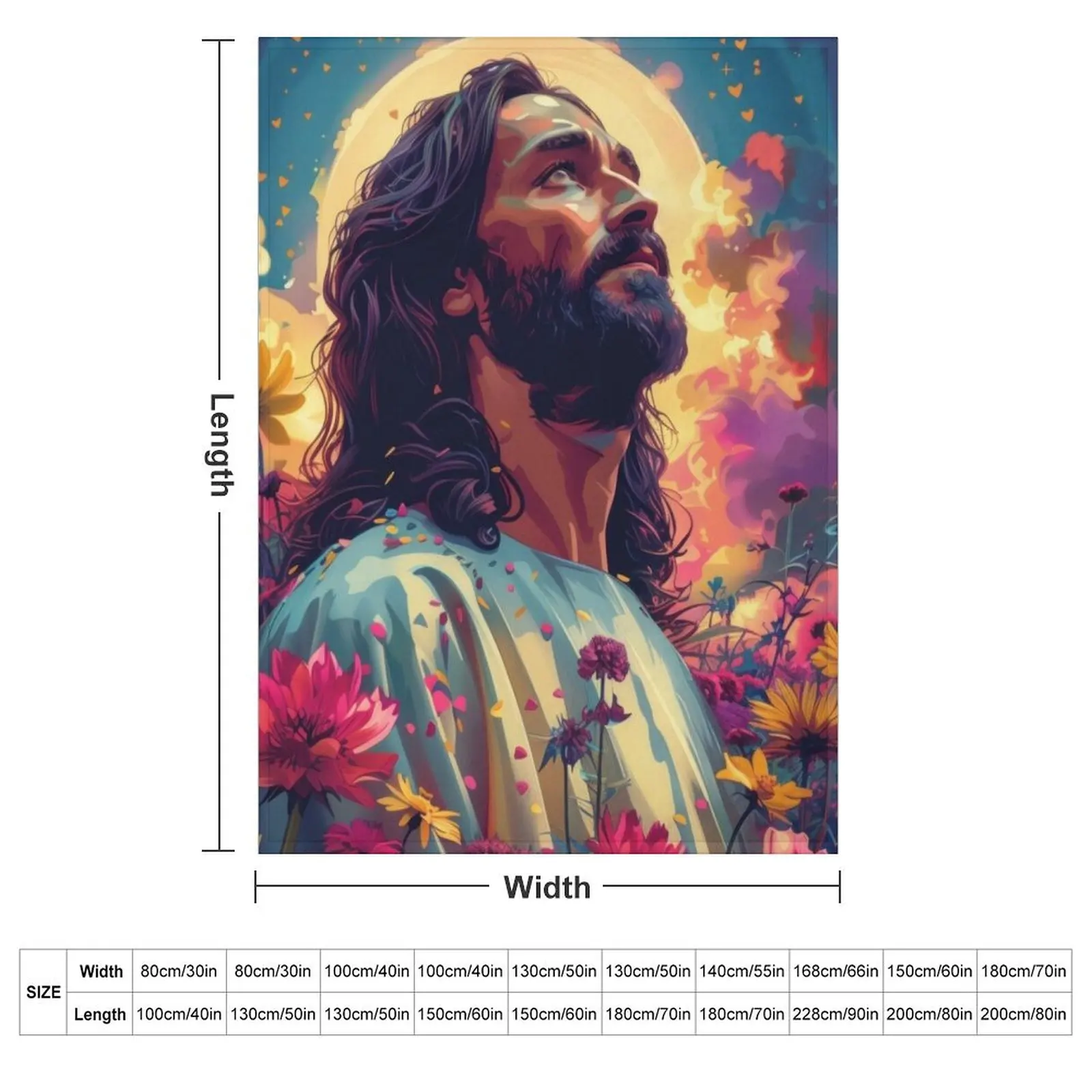 Jesus Sticker Christian Print Oil Painting Jesus Shirt Abstract Home Christian Wall Print Sunlit Jesus Series Throw Blanket