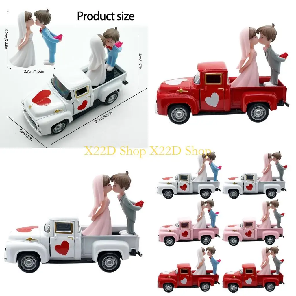 X22D Mini Retro Pickup Truck Model Wedding Desktop Decoration Romantics Couples Gift