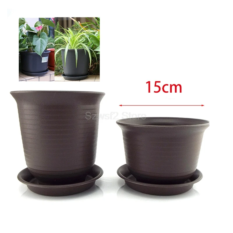 

15cm Plastic Garden Flower Pot Plant Succulent Grow Nursery Pots Veg Planter Home Tools Tray Flowerpot for Bonsai Herb E2