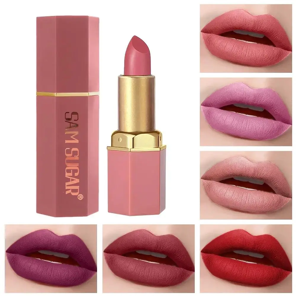 6 ชิ้น Matte Shiny Diamond ลิปสติกชุด Long Lasting Non Sticky Moisturizing Velvet Lip แต่งหน้าชุดเซ็กซี่สีแดง
