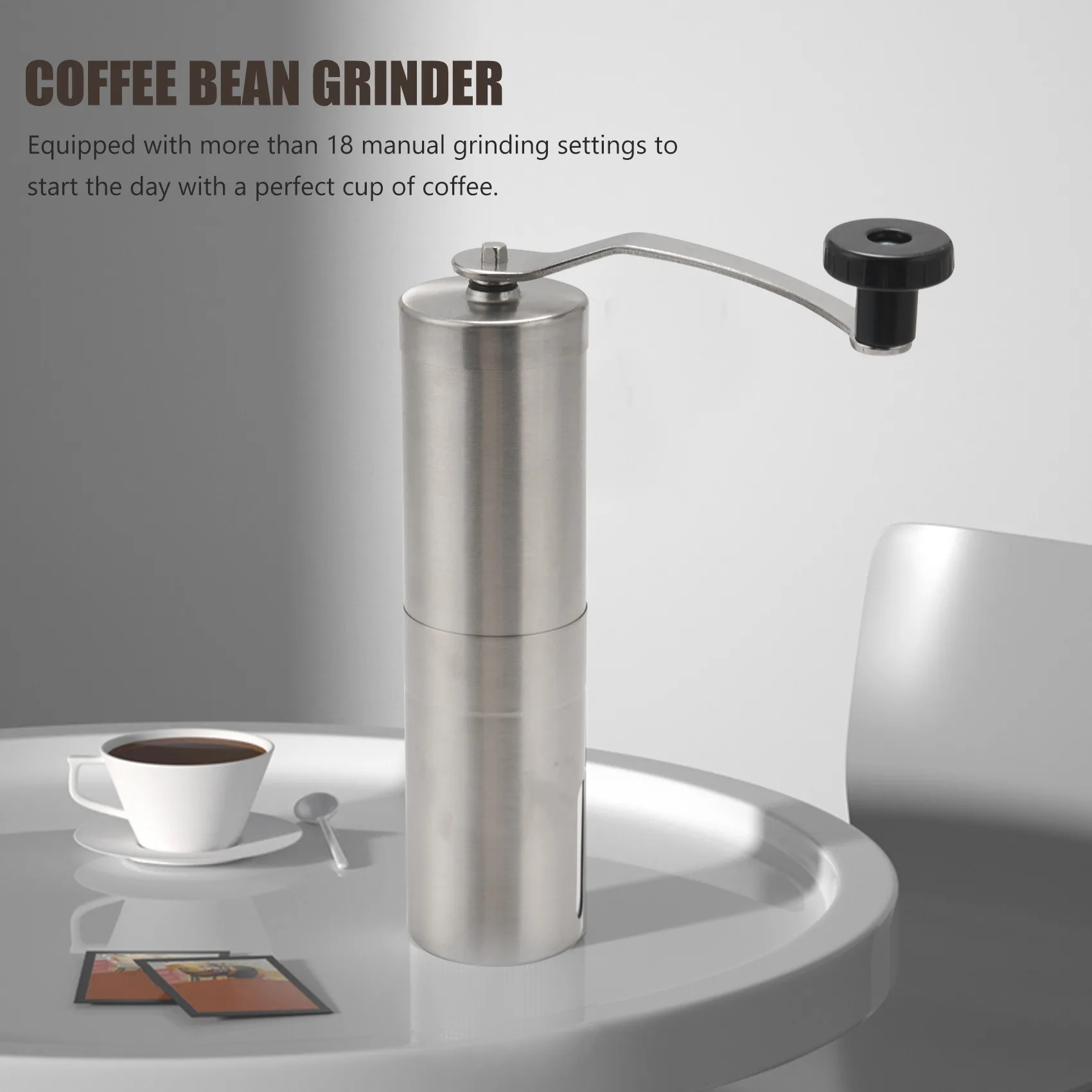 Manual Coffee Grinder with Adjustable Settings Mini Coffee Milling Stainless Steel Burr Grinder