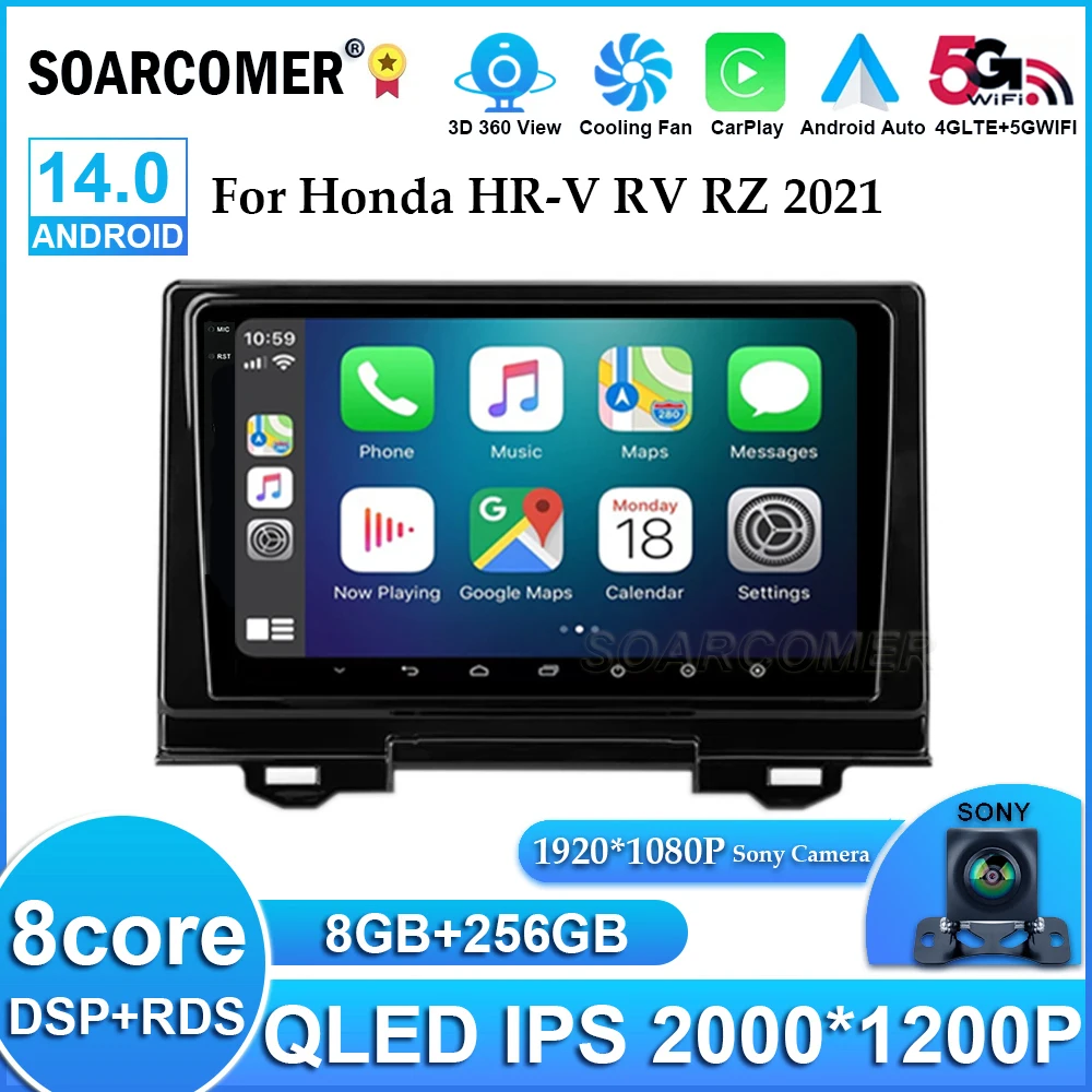 

9Inch Android 14 Car Radio For Honda Vezel 2 HR-V RV RZ 2021 2022 2023 2024 Carplay Auto GPS Player DSP Multimedia Video Stereo