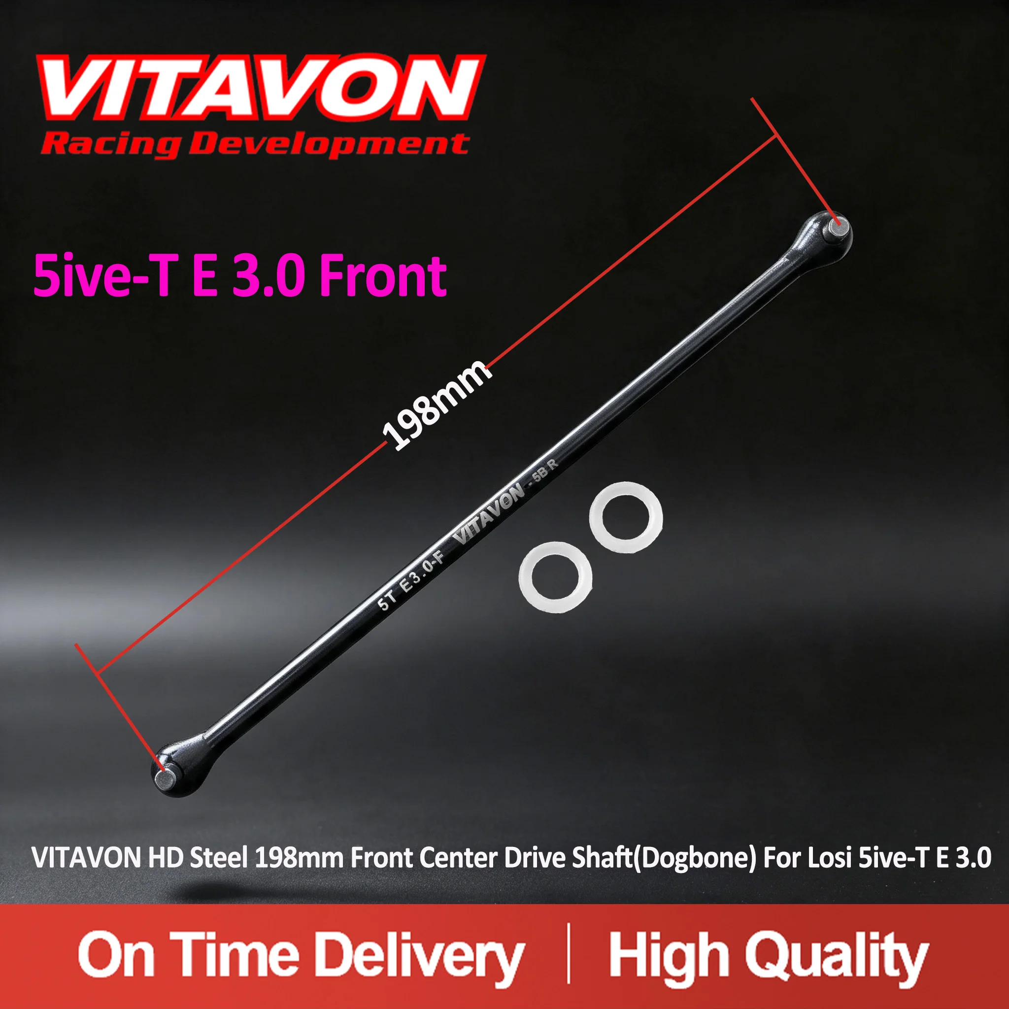 VITAVON HD Steel 198mm Front Center Drive Shaft(Dogbone) For Losi 5ive-T E 3.0 1/5