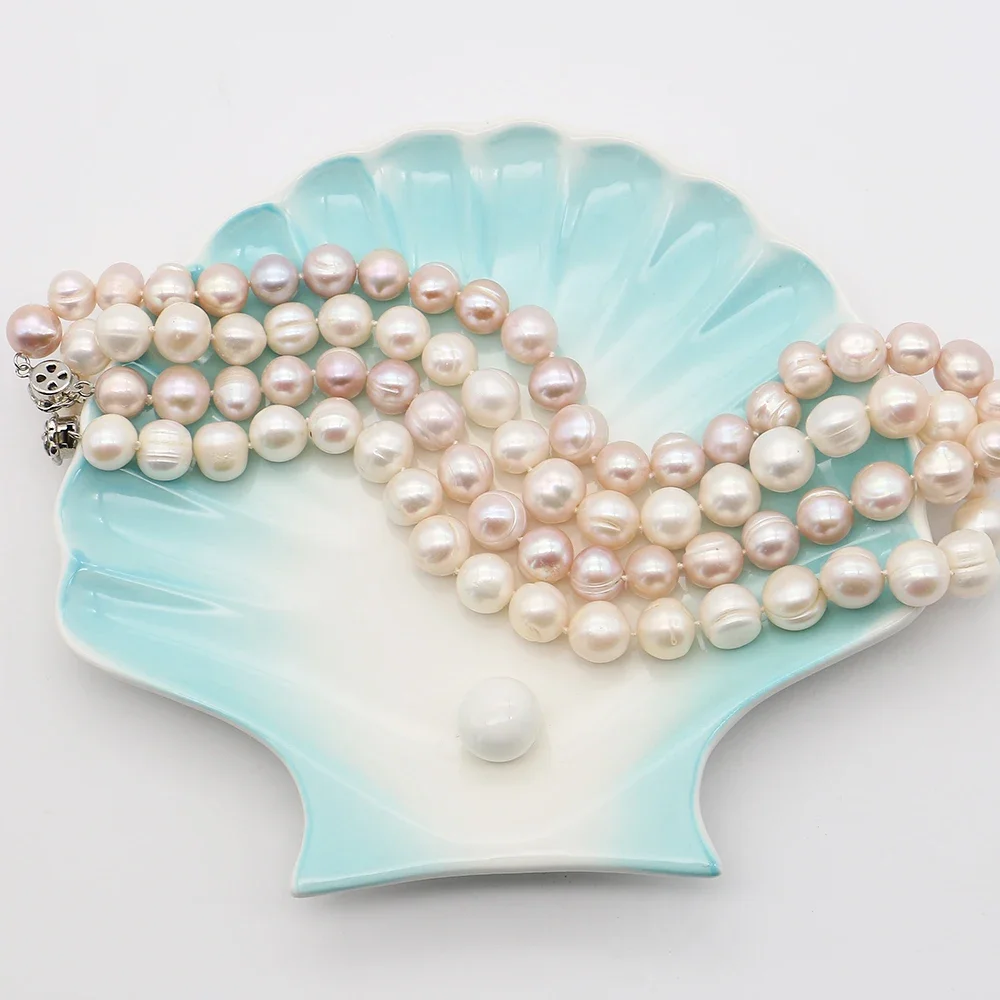 10-11mm Natural Irregular Twisted Round Pearl Flower-shaped Copper Clasp Bracelet Elegant Charm Clavicle Chain Classic Jewelry