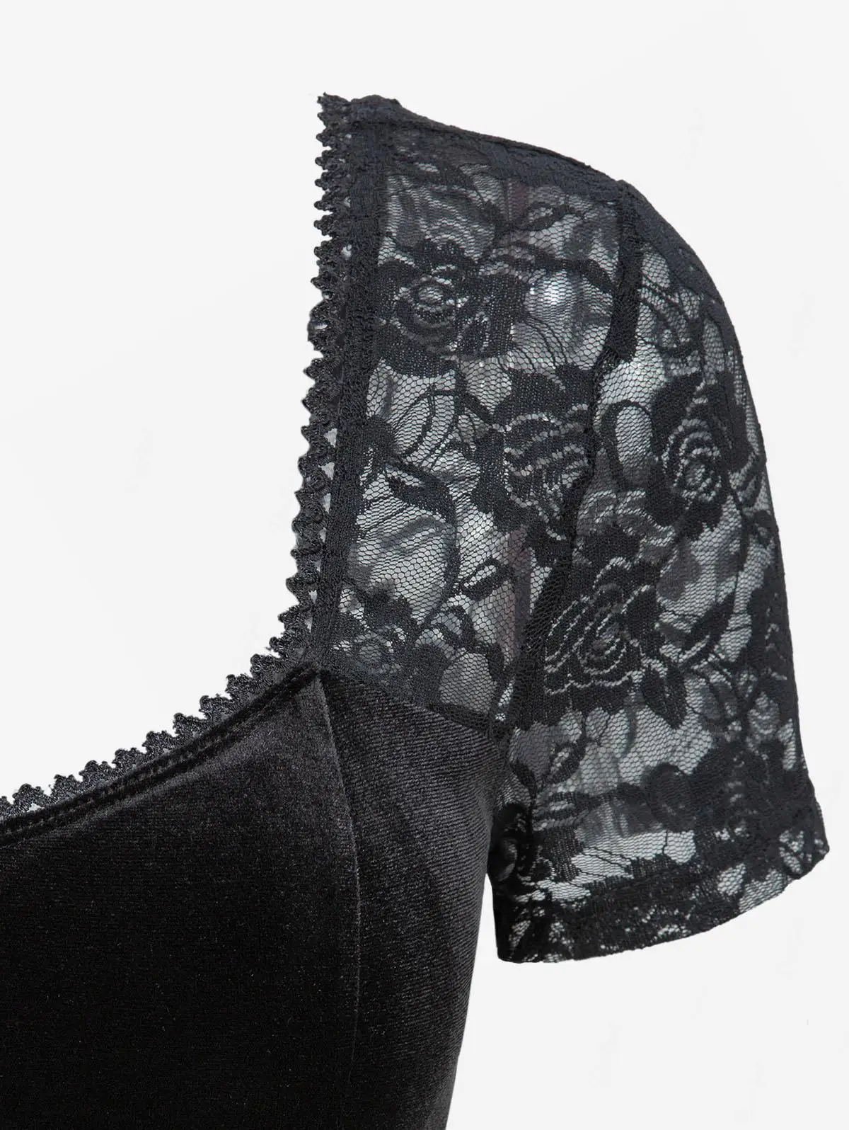 1950s vestidos góticos vintage das mulheres rosa flor renda ombro cruz em camadas corrente veludo retalhos vestido de festa preto