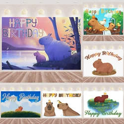 Cartoon Capybara Animals With Infferent Faces Birthday Party Vinyl Background Baby Shower Decoration Photography Supplies