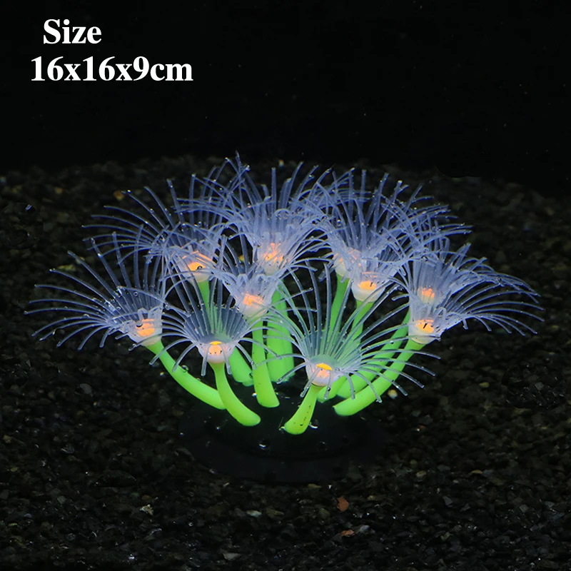 Simulation Silicone Sun Flower Coral Fluorescence Effect Fish Tank Landscape Aquarium Underwater World Decorations Ornaments