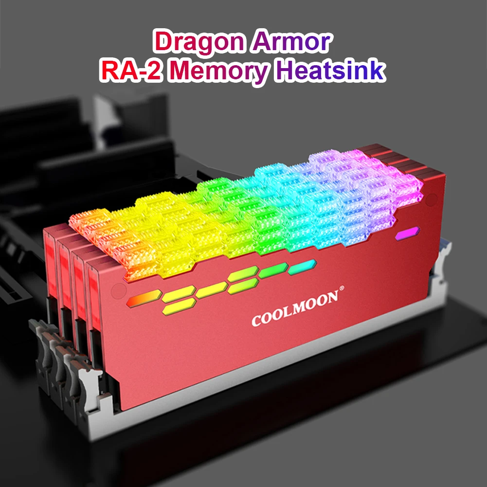 COOLMOON RA-2 RAM Memory Bank Heat Sink Cooler 5V ARGB Colorful Flashing Heat Spreader For PC Desktop Computer Accessories