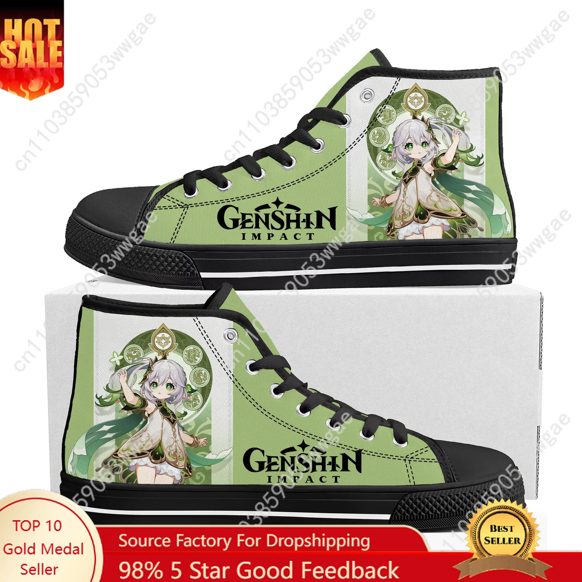 Genshin Nahida High Top Sneakers Mens Womens Teenagers High Quality Canvas Sneaker Casual Couple Shoe Durable Personalized Shoes