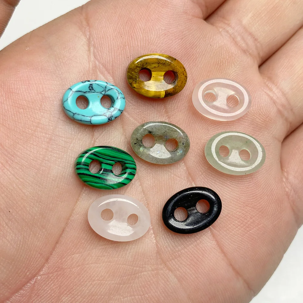 2 قطعة شكل أنف الخنزير الخرز حجر قلادة فريد لطيف خنزير خطم عين النمر ثقوب مزدوجة السحر لصنع المجوهرات Craft بها بنفسك الحرفية 10x14mm