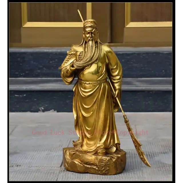 56cm LARGE # office home efficacious Talisman Protection # Money Drawing Martial god of wealth GUAN GONG Guandi BRASS statue