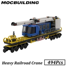 Heavy Railroad Crane Car Model Train Accessories MOC Building Blocks Bricks Display Construction Gift