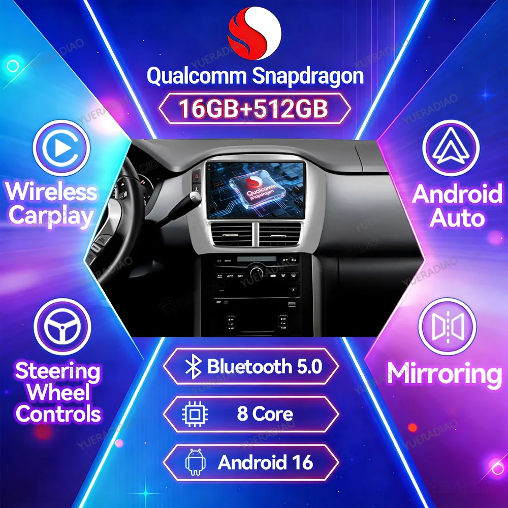 Android 16 Car Radio For Honda Pilot 1 2005 - 2008 Multimedia Video Player BT 4G WIFI QLED GPS NAVI Qualcomm 2DIN Head Unit