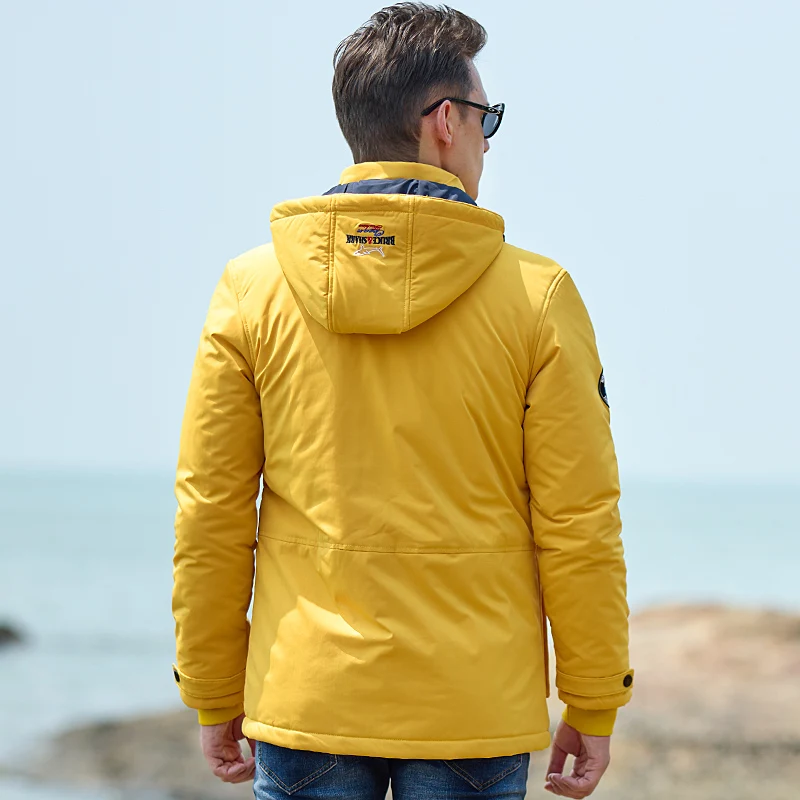 2023 Men's Outerwear Jackets Winter Clothes Bruce&Shark Men's Coats Thicken Cotton Male Blouse Fashion Loose Big Size 4XL Yellow