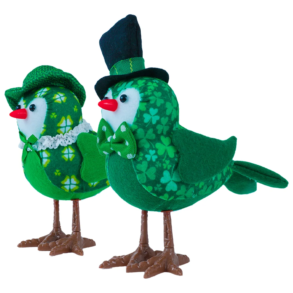 2 Pcs Glowing Bird Ornaments Greenery Decor St Patricks Day Table Centerpiece Household Child