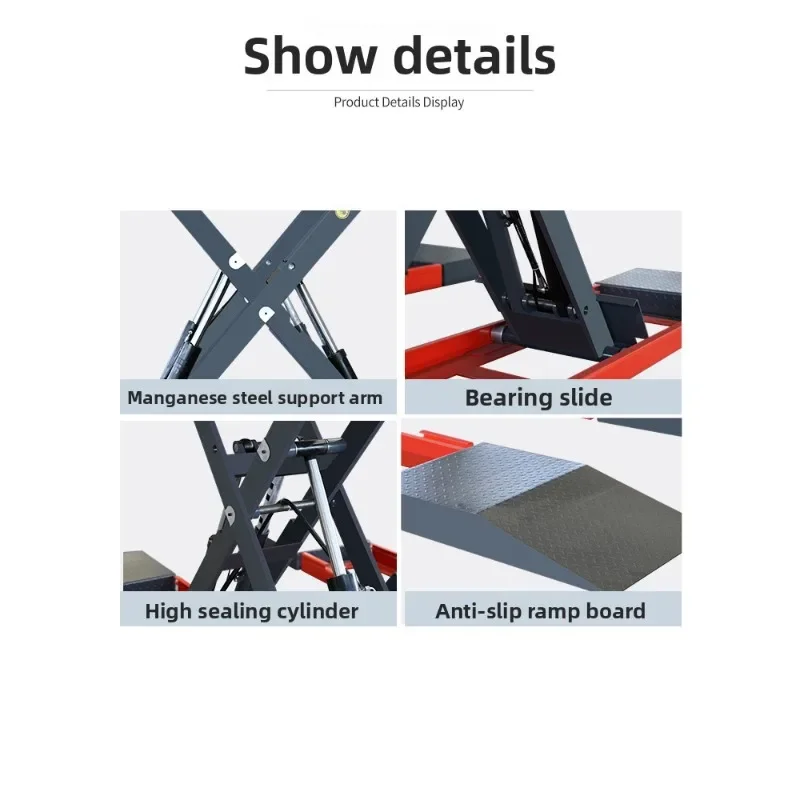 Car lift lifts 1.6 meters, bears 4 tons, scissor equipment, no trenching, bilateral synchronization