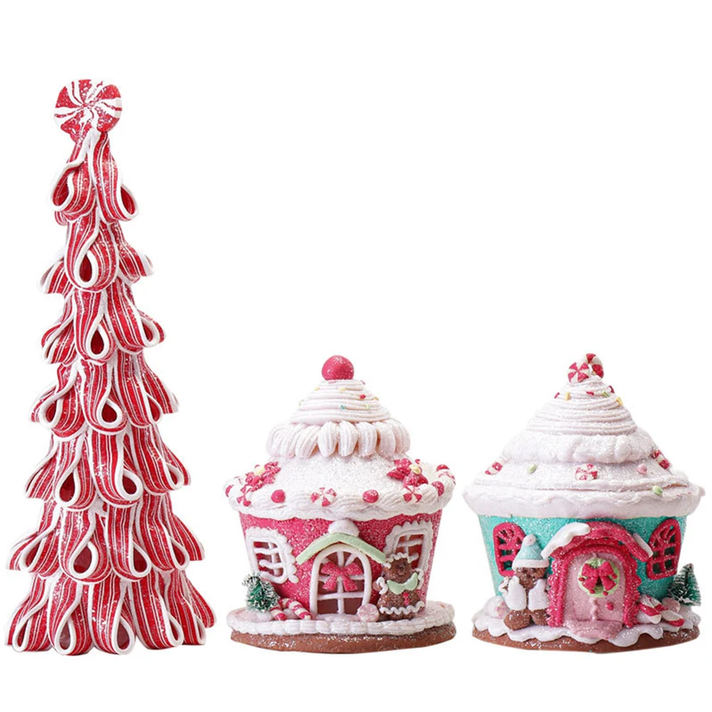 Christmas Decoration Luminous Clay Castle House/candy Tree Pendant Christmas Decor Clay  Castle House And Candy Tree Pendant