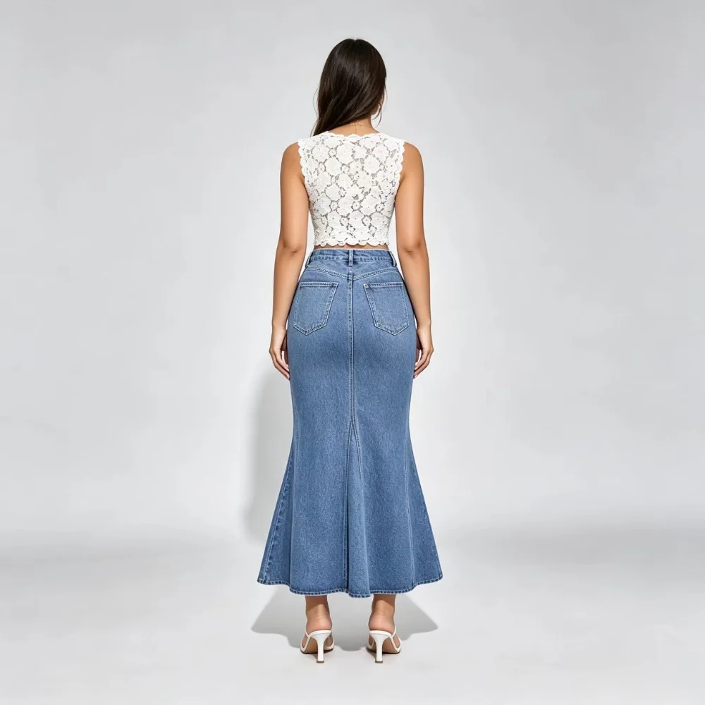 Women's New Fashion Joker High Waist Denim Skirt Joker Style Everyday Casual Denim Skirt. view 6