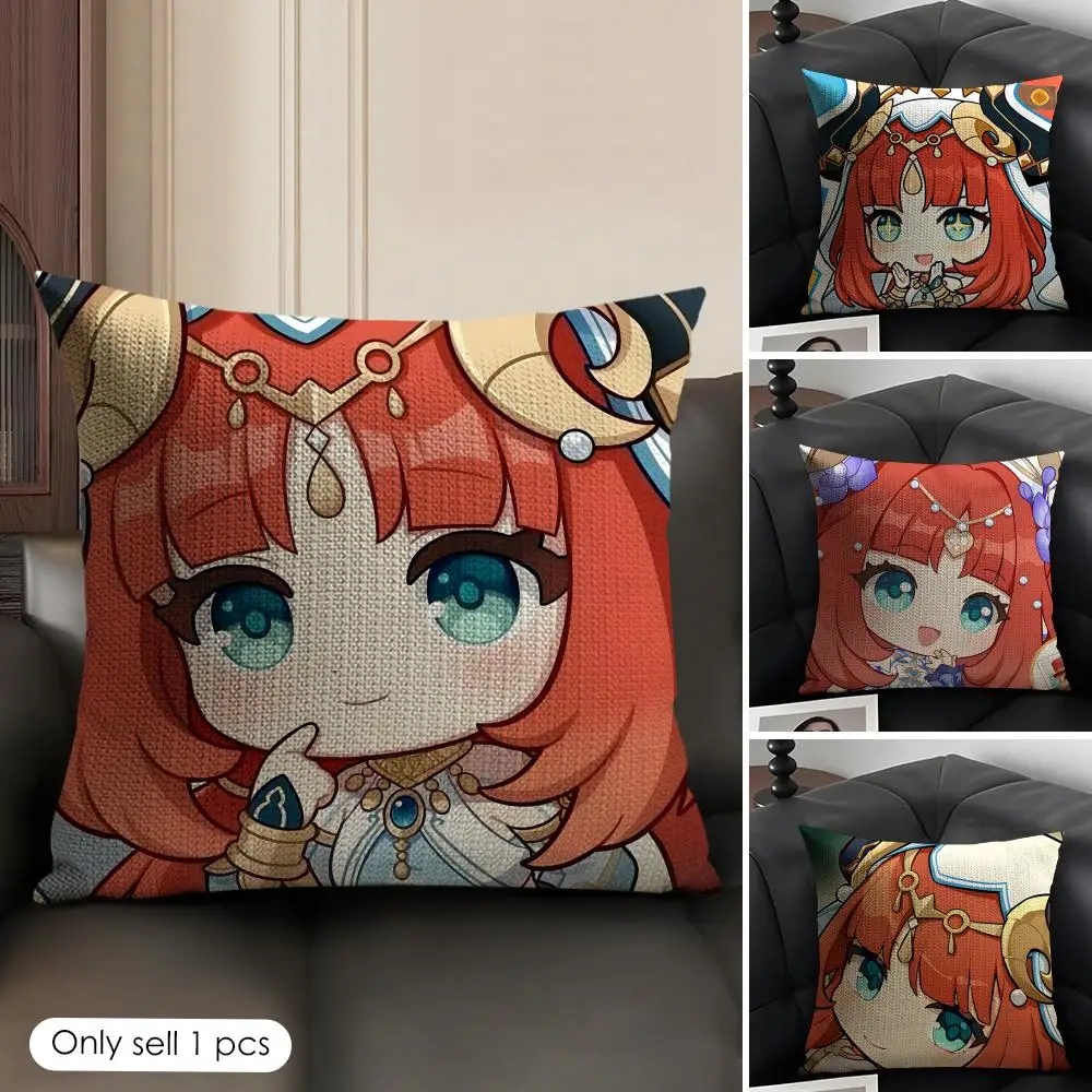 

Nilou Cute Genshin Game Cushion Cover Natural Linen Organic Fabric Double-Sided Printing Breathable Perfect Gift For Decor