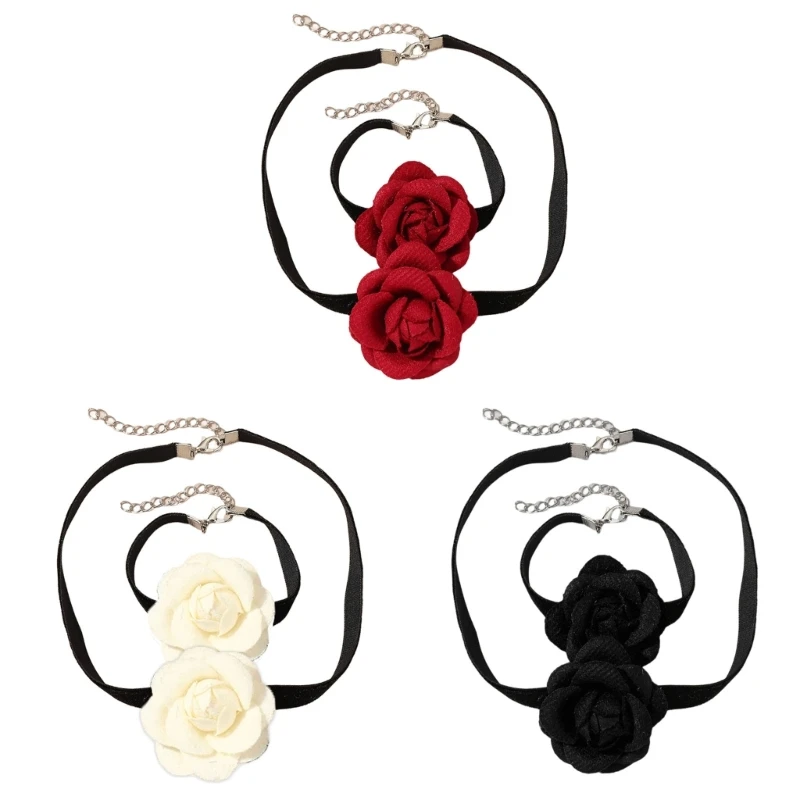 Fashionable Rose Flower Jewelry Set Individualized Bracelet and Necklace Jewelry