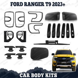 Car Body Kits For Ford Ranger T9 2023 2024 2025 WILDTRAK SPORT XL Light Cover Door Handle Bowl Cover Fuel Tank Cap Matte Black