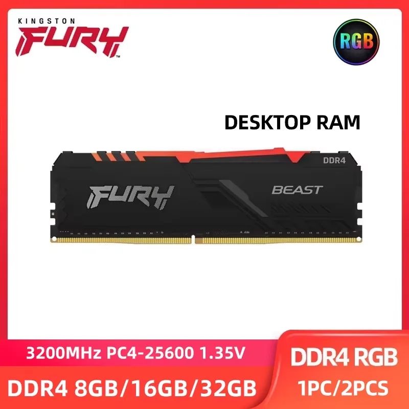 Kingston FURY RGB RAM DDR4 8GB 16GB 32GB 3200 3600MHz DIMM XMP