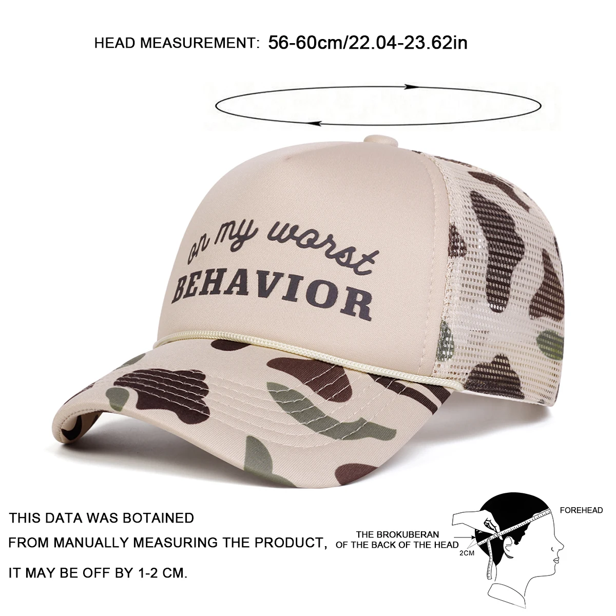 للجنسين BEHAVIOR رسالة مطبوعة قبعات البيسبول صافي الربيع والصيف في الهواء الطلق قابل للتعديل قبعات عادية واقية من الشمس قبعة قبعة رياضية #2