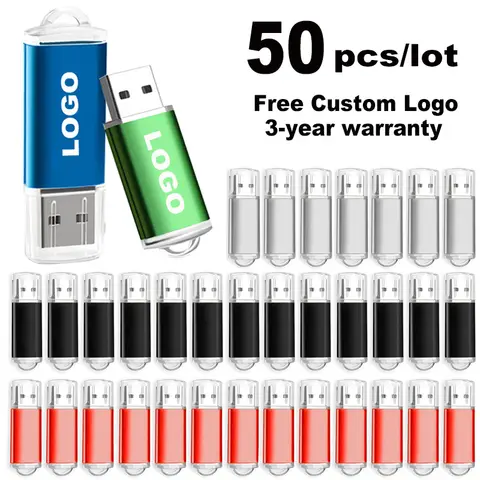 50 PCS/lot couleur clé USB clé USB 1GB 2GB 4GB 8GB 16GB clé USB clé 32GB 64GB clé USB cadeau gratuit LOGO personnalisé