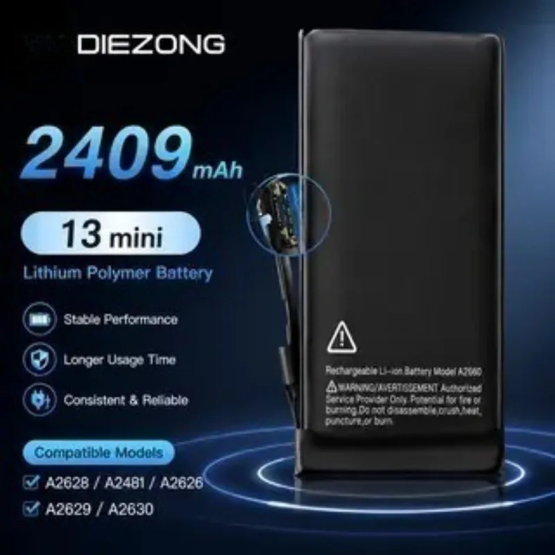 Nouvelle Batterie 2026 pour iPhone 13 mini 2406 mAh – Haute Qualité, Haute Performance, Expédition Rapide, Charge Rapide, Autonomie Prolongée, En Stock