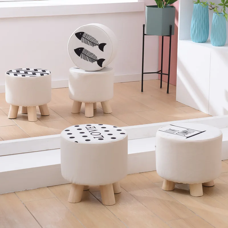 Kids Nordic Design Foot Stool Wood White Modern Garden Shoe Foot Stool Bedroom Square Camping Taburetes Living Room Furnitures