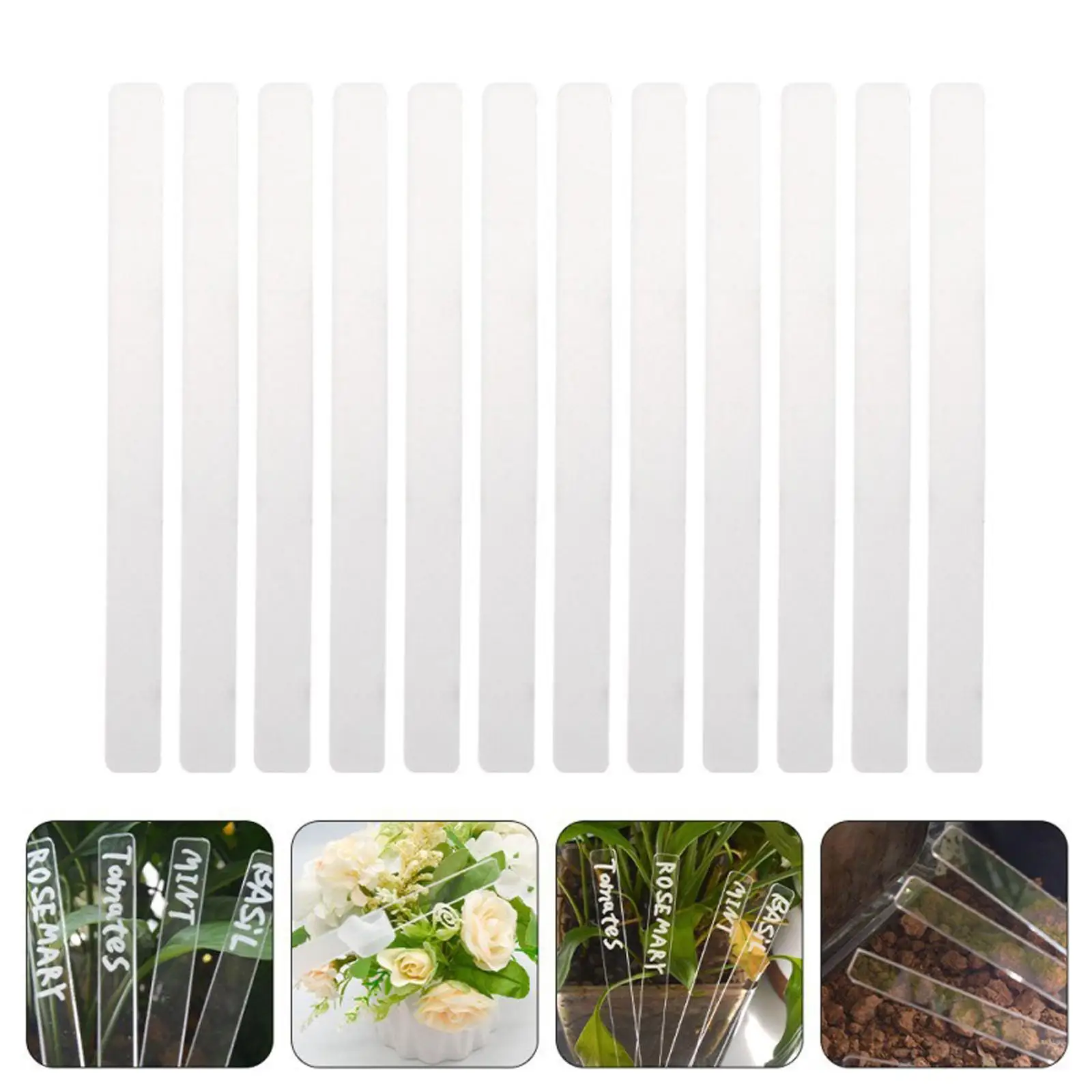 Etiquetas Transparentes para Plantas de Jardín de 12 cm, Marcadores Acrílicos Impermeables para Exteriores, para Macetas, Flores, Vegetales y Plántulas