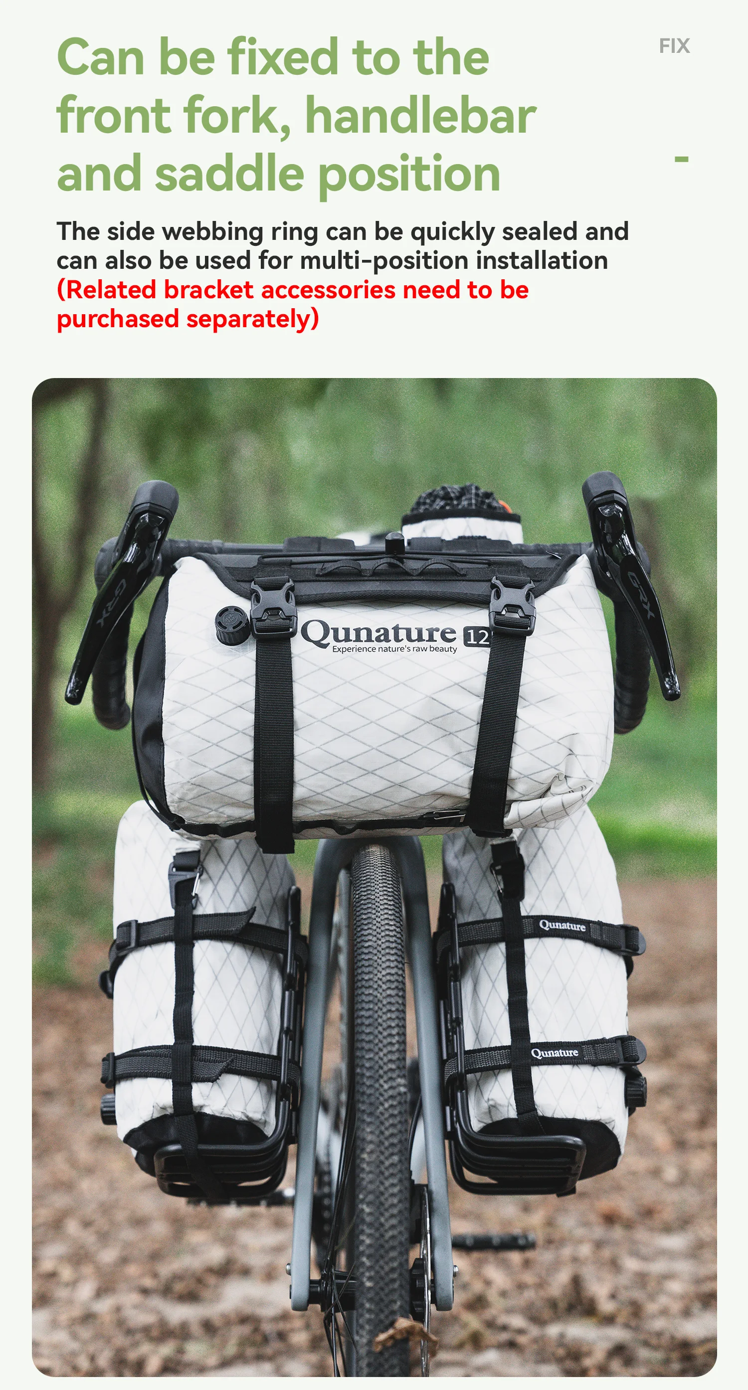 Qunature Bikepacking Packtaschen Wasserdichte Kompressionsbeutel für Rennrad und Mountainbike Leichte Faltbare Touring-Fahrradzubehör – Detail 5