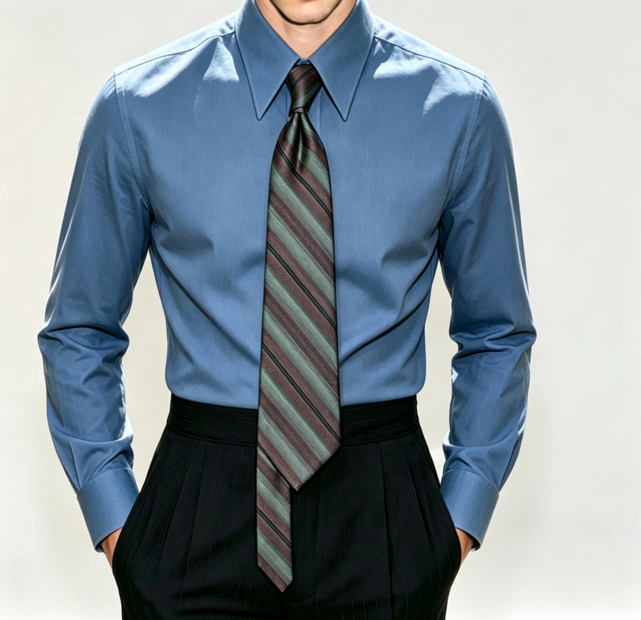 Men's Long Sleeve Pointed Collar Dress Shirt, Slim Fit Premium Formal Business Shirt for Men, 4 Colors White/Blue/Khaki/Grey