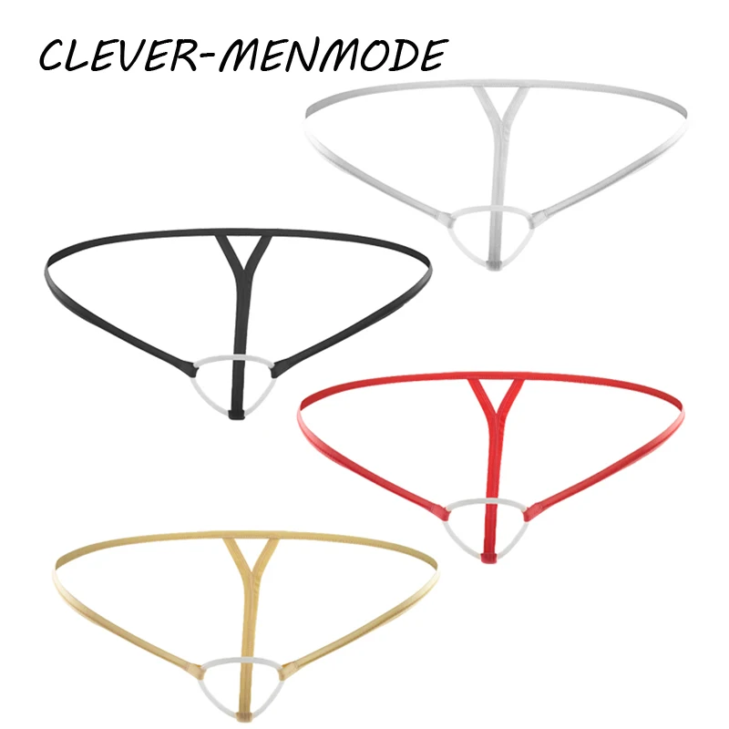 CLEVER-MENMODE Men\'s Sexy Cockring Underwear Erotic Open Crotch Penis Hole G String Lingerie Hollow Out Crotchless T Back Thong