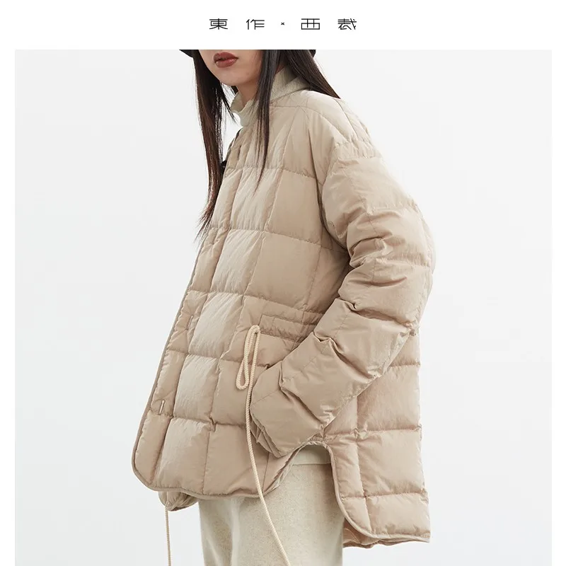 Veste légère en duvet d'oie pour femmes petites, manteau d'automne et d'hiver, coupe ample décontractée, haut polyvalent et chaud pour femmes