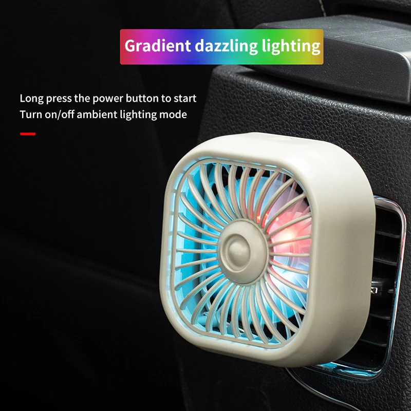 Car USB Air Condition Fans 3 Speed Adjustable Summer Cooler With Atmosphere Lamp Wind Cooling Tool Truck Vehicles Accessories