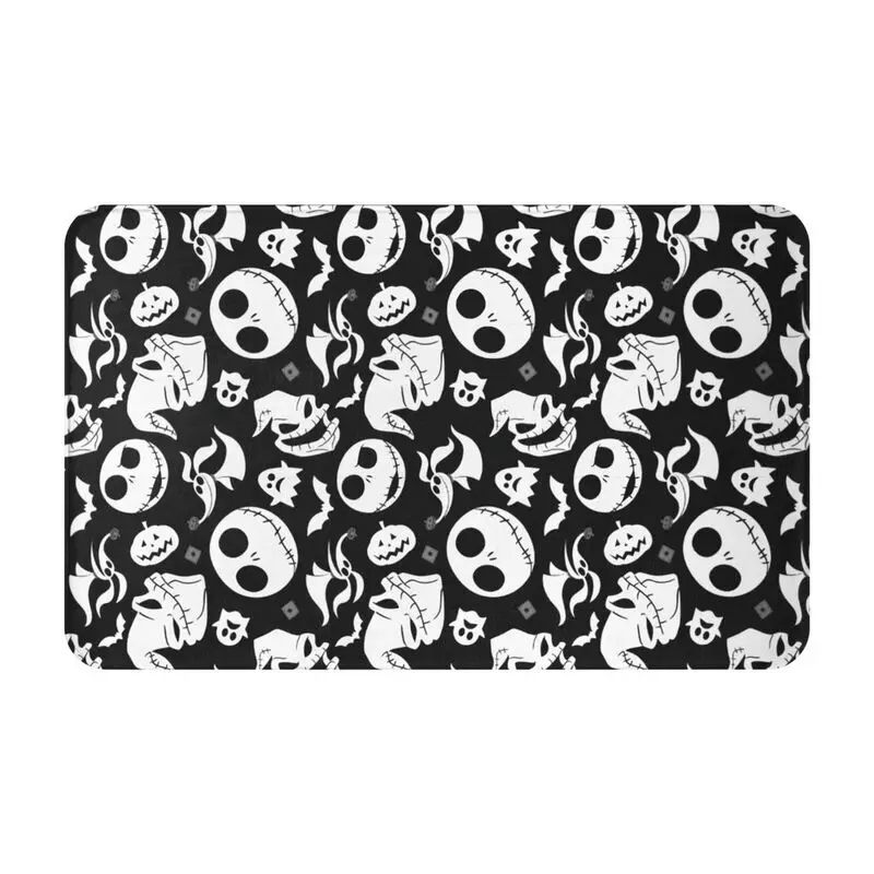 Custom Nightmare Before Christmas Jack Halloween Skull Doormat Mat Anti-Slip Kitchen Bathroom Living Room Rug Carpet 40*60cm