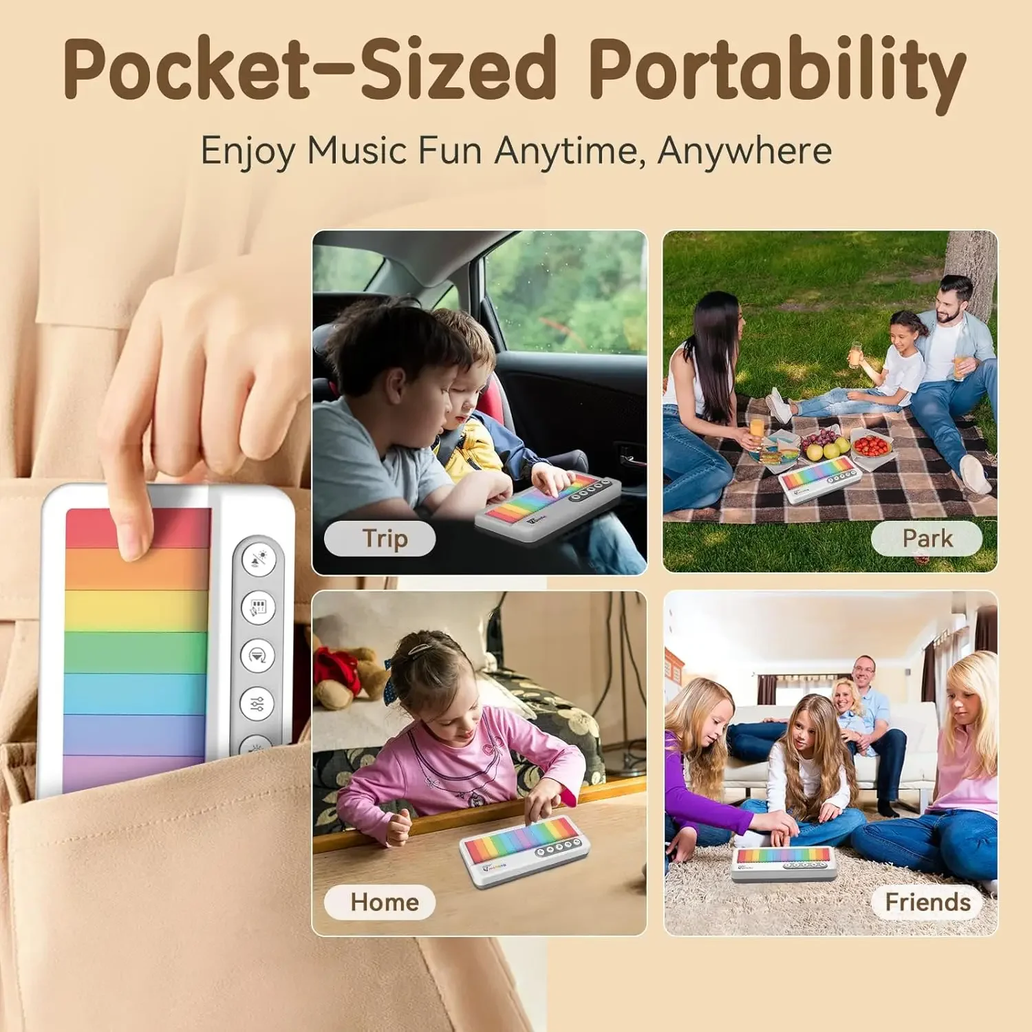 ألعاب الآلات الموسيقية للأطفال متعددة الوظائف البيانو الإلكتروني جيب الطفل البيانو آلة موسيقية الطفل قوس قزح صندوق تشغيل الموسيقى الخفيف