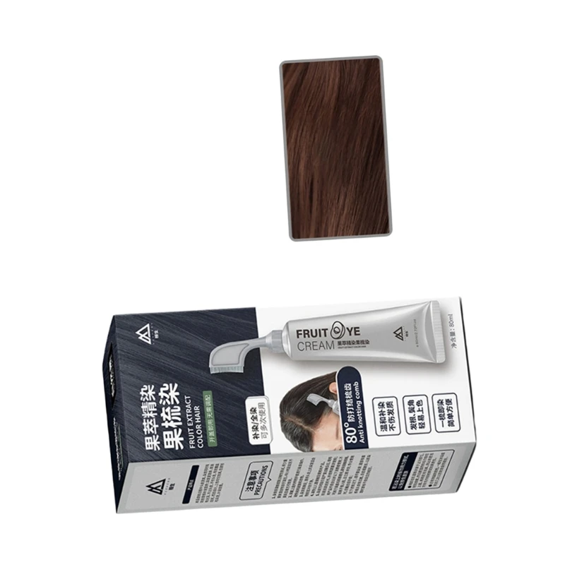 كريم لون الشعر الفاكهة الطبيعية تلوين الشعر 3 لون كريم صبغ الشعر لتغطية الشعر الرمادي صبغة شعر مع مشط قضيب 918D