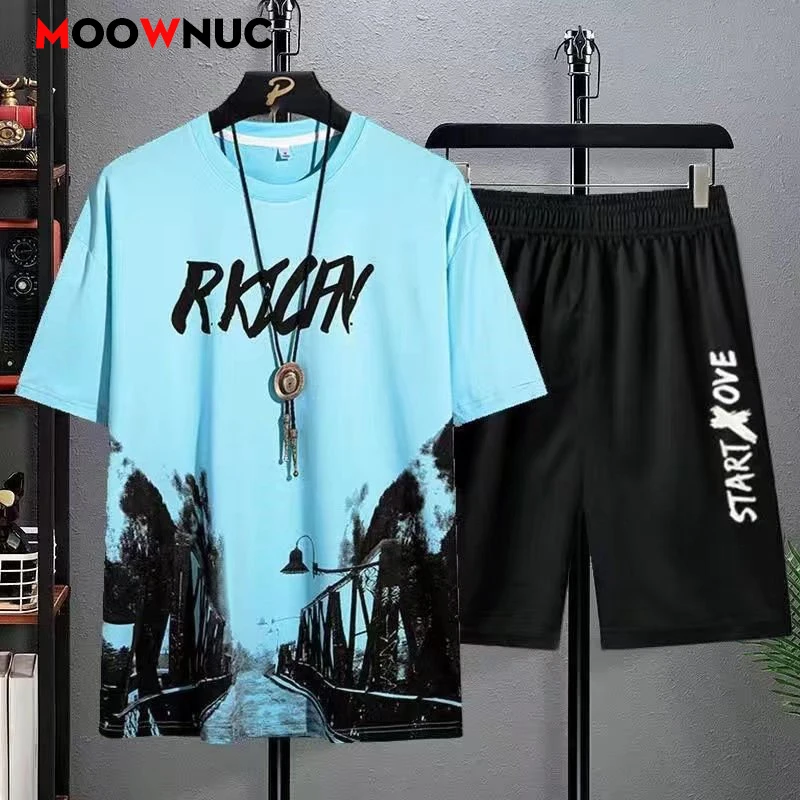 

Men's Casual 2-Piece Sportswear Set Streetwear Fashion Tracksuit Shirts and Pants Camping Beachwear Clothing Summer Shirts Set