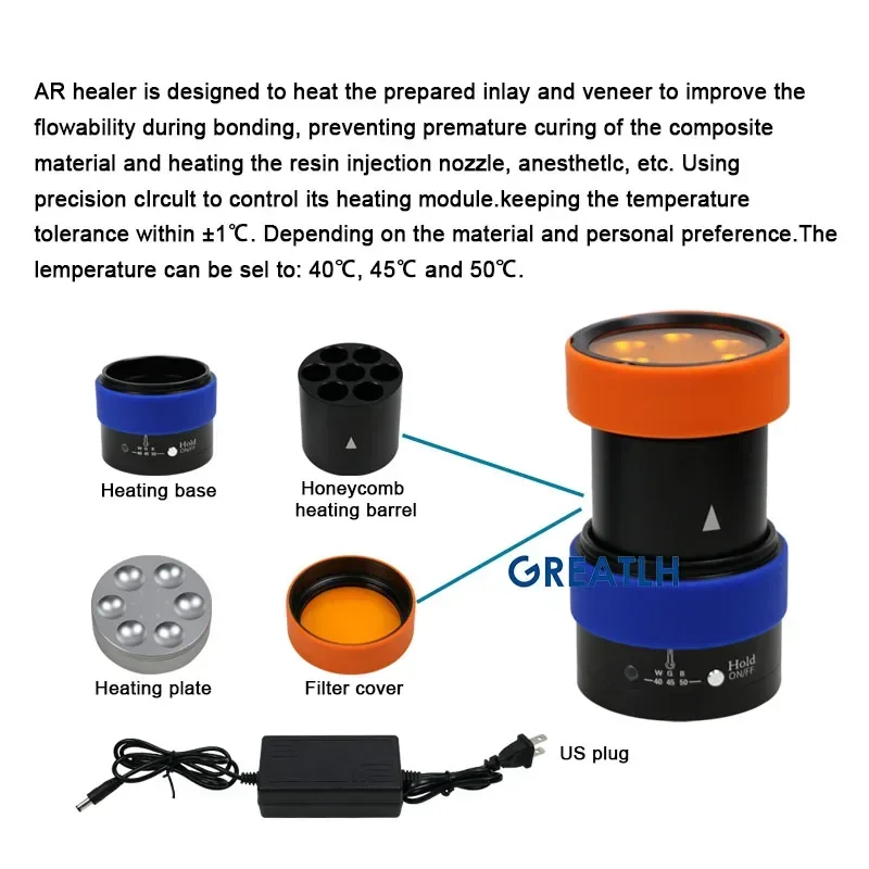 GREATLH Dental AR Heater riscaldatore in resina composita strumento per scaldavivande in resina composita due tipi di strumenti dentali