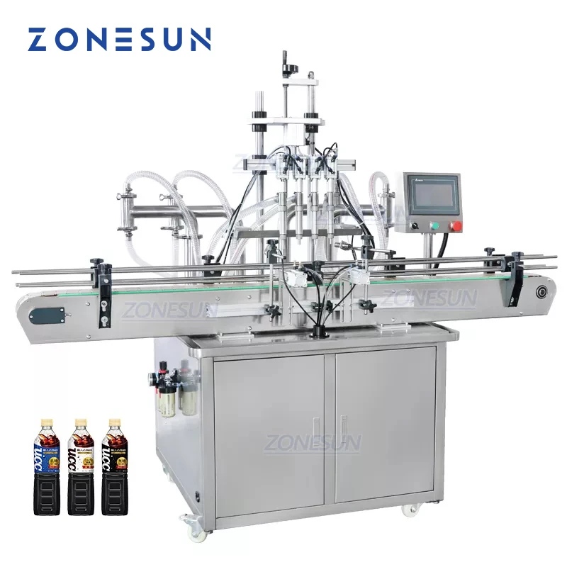 ZONESUN ZS-YT4T-4Y مخصص العمودي نوع زيت الطعام العطور والشامبو زجاجة ملء آلة للإنتاج خط