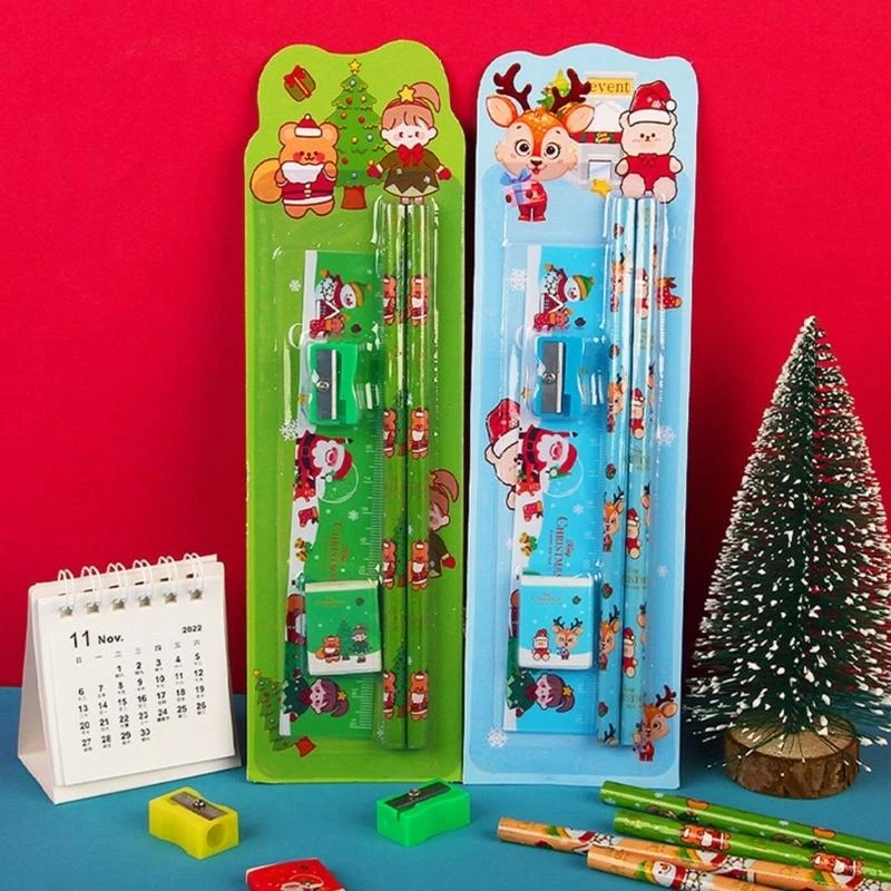 8 Sets Christmas Stationery Set for Kid and Student, Each Set include Christmas Pencils, Eraser, Ruler, Pencil best sale