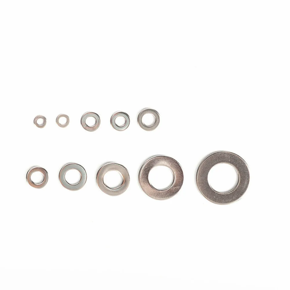 Premium 600PCS 304 Stainless Steel Flat Washer Assortment 10 Sizes, and , Perfect for Electrical and Marine Applications