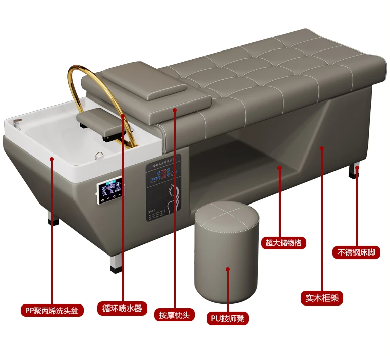 Constant temperature Thai head therapy shampoo bed with water circulation fumigation