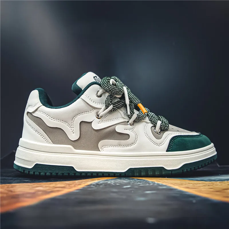 รองเท้าบอร์ดกีฬาลำลองสำหรับนักเรียนระดับไฮเอนด์แนวโน้มแฟชั่นแบรนด์เนมรองเท้าบุรุษ2024ฤดูใบไม้ร่วง