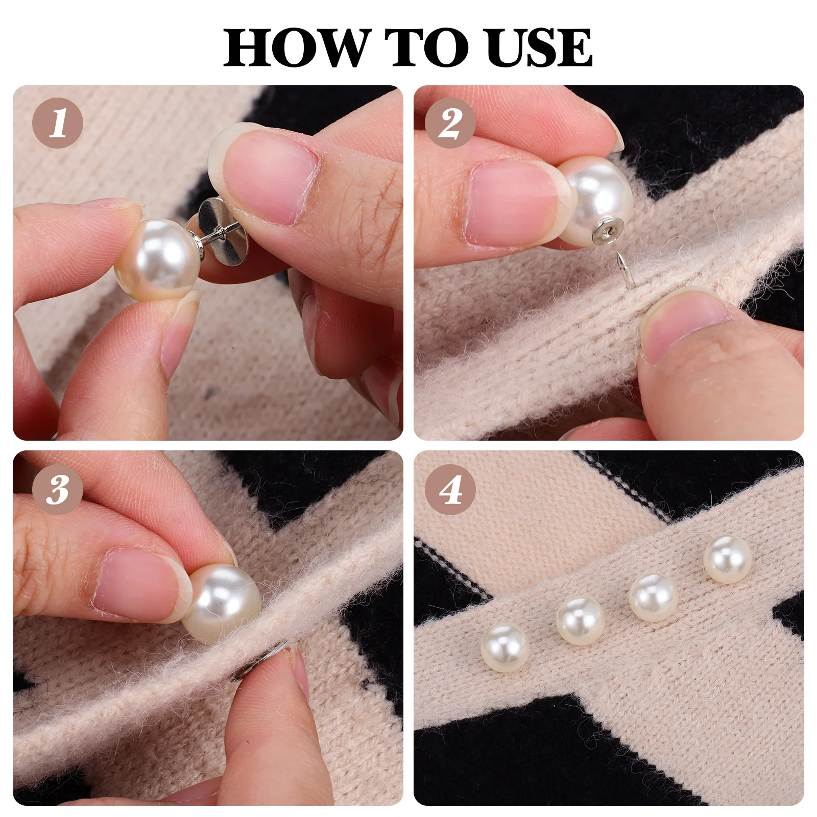 8 Pcs Pearl Stud Buttons Anti Exposure Fixed Brooches For Women Clothes Shirt Collar Long Needle